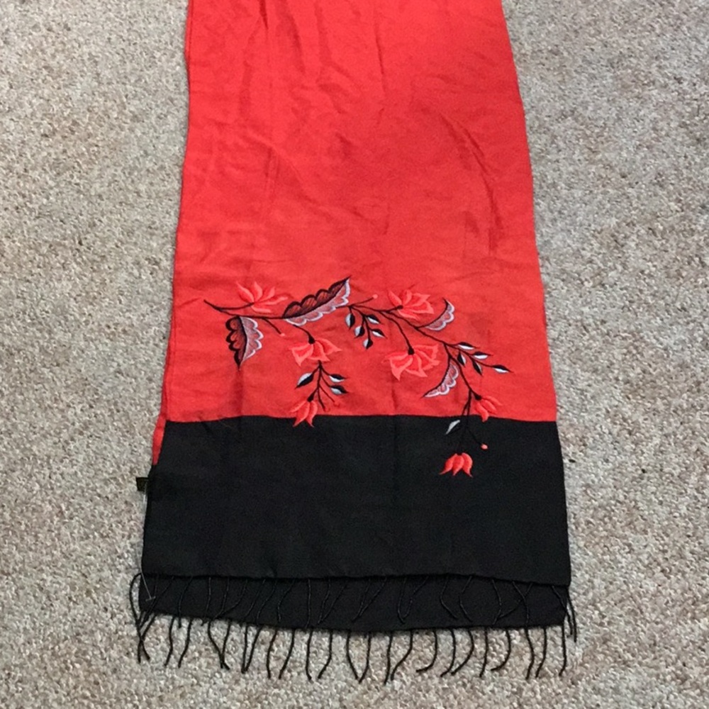 Embroidered and beaded scarf